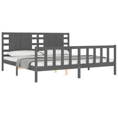 vidaXL Estructura de cama con cabecero madera maciza gris 200x200cm