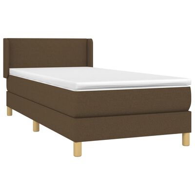 vidaXL Cama box spring con colchón tela marrón oscuro 100x200 cm