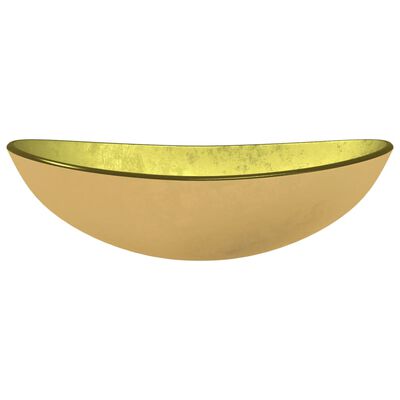 vidaXL Lavabo de vidrio templado dorado 54,5x35x15,5 cm