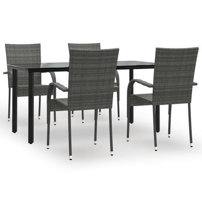 vidaXL Juego de comedor para jardín 5 piezas ratán sintético gris