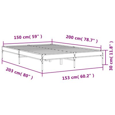 vidaXL Estructura cama madera ingeniería metal gris Sonoma 150x200 cm