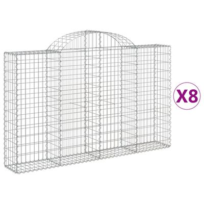 vidaXL Cestas de gaviones 8 uds forma de arco hierro 200x30x120/140 cm