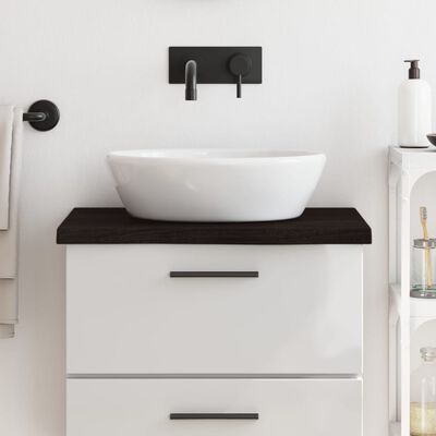 vidaXL Encimera de baño madera tratada marrón oscuro 60x60x(2-4) cm