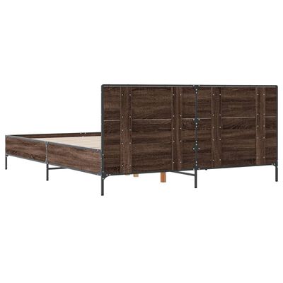 vidaXL Estructura cama madera ingeniería metal marrón roble 120x200 cm