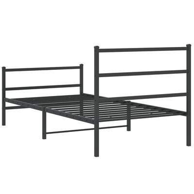 vidaXL Estructura de cama con cabecero y estribo metal negro 107x203cm