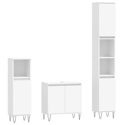 vidaXL Juego de muebles de baño 3 pzas madera contrachapada blanco