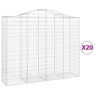 vidaXL Cestas gaviones 20 uds forma de arco hierro 200x50x160/180 cm