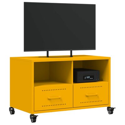 vidaXL Mueble de TV acero amarillo mostaza 68x39x43,5 cm