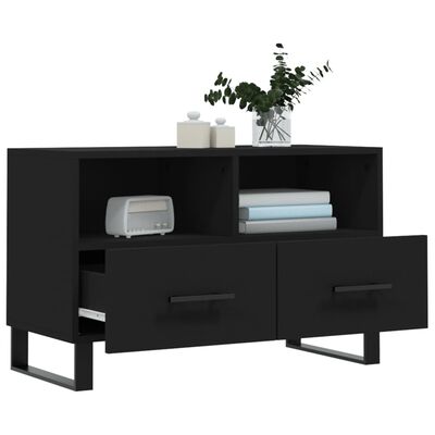 vidaXL Mueble para TV madera contrachapada negro 80x36x50 cm