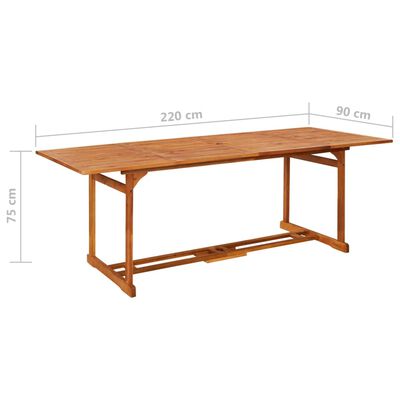 vidaXL Set comedor de jardín 9 piezas madera maciza acacia 220x90x75cm