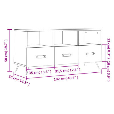 vidaXL Mueble de TV madera de ingeniería negro 102x36x50 cm