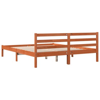 vidaXL Cama sin colchón madera maciza de pino marrón cera 160x200 cm