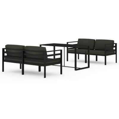 vidaXL Set muebles de jardín 5 pzas y cojines aluminio gris antracita