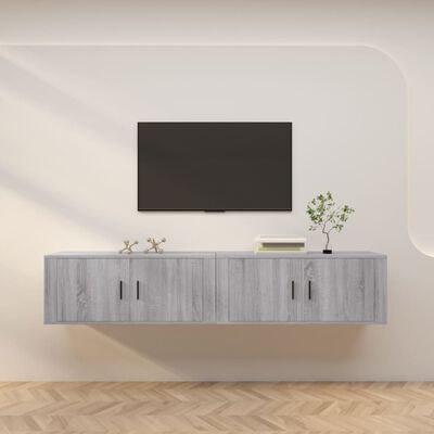 vidaXL Muebles para TV de pared 2 uds gris Sonoma 100x34,5x40 cm