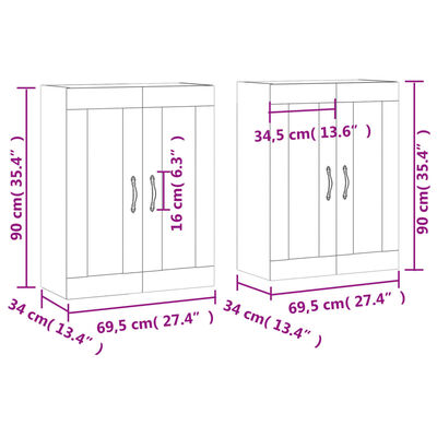 vidaXL Armarios de pared 2 uds madera de ingeniería gris hormigón