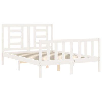 vidaXL Estructura de cama con cabecero madera maciza blanco 140x200 cm