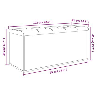 vidaXL Banco con almacenaje madera ingeniería gris Sonoma 102x42x45 cm