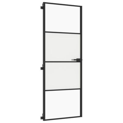 vidaXL Puerta interior delgada negra vidrio y aluminio 76x201,5 cm