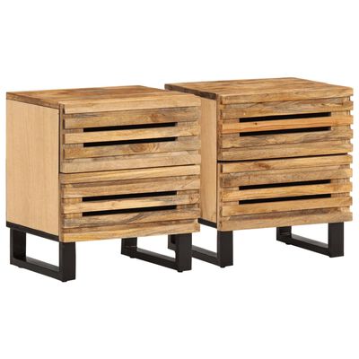 vidaXL Mesitas de noche 2 uds madera maciza mango rugosa 40x34x46 cm