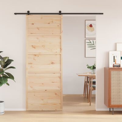 vidaXL Puerta de granero madera maciza de pino 80x208 cm