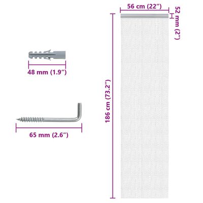 vidaXL Mosquitera de cadena para puerta aluminio 56x186 cm