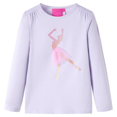 Camiseta infantil de manga larga lila claro 128