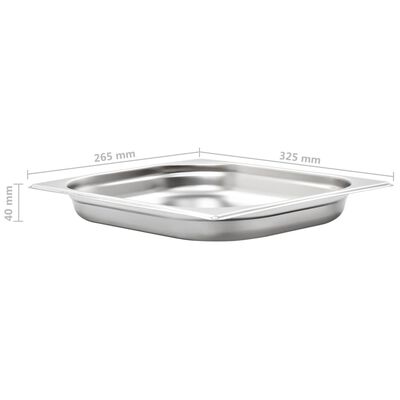 vidaXL Bandejas Gastronorm 8 unidades GN 1/2 40 mm acero inoxidable