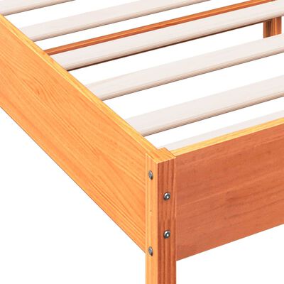 vidaXL Cama sin colchón madera maciza de pino marrón cera 140x190 cm