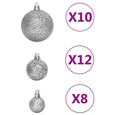 vidaXL Juego de bolas de Navidad 111 pzas poliestireno plateado