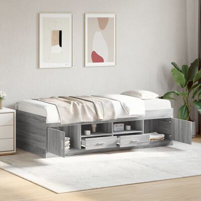 vidaXL Sofá cama con cajones sin colchón gris Sonoma 90x190 cm