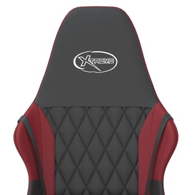 vidaXL Silla gaming de masaje cuero sintético negro y rojo vino tinto