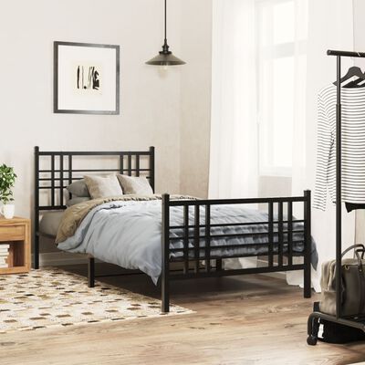 vidaXL Estructura cama sin colchón con estribo metal negro 100x190 cm