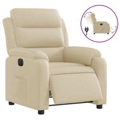 vidaXL Sillón reclinable eléctrico de tela crema