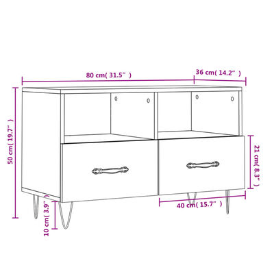 vidaXL Mueble de TV madera de ingeniería gris Sonoma 80x36x50 cm