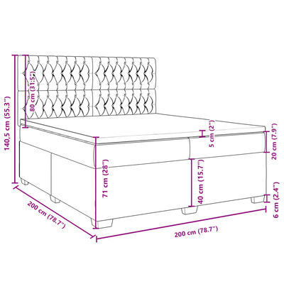 vidaXL Cama box spring con colchón terciopelo negro 200x200 cm