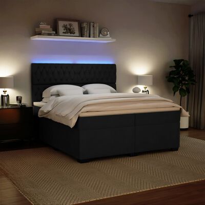 vidaXL Cama box spring con colchón terciopelo negro 200x200 cm