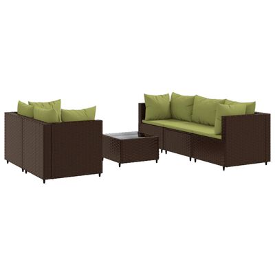 vidaXL Set muebles de jardín 6 piezas y cojines ratán sintético marrón