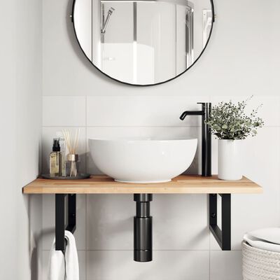 vidaXL Estante de lavabo de pared acero y madera maciza de acacia