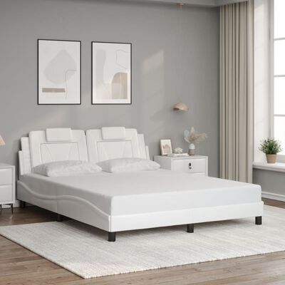 vidaXL Estructura de cama sin colchón cuero sintético blanco 160x200cm