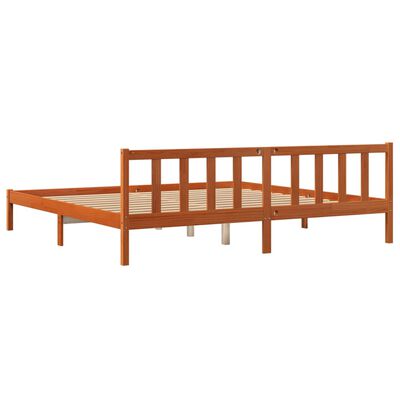 vidaXL Cama sin colchón madera maciza de pino marrón cera 180x200 cm