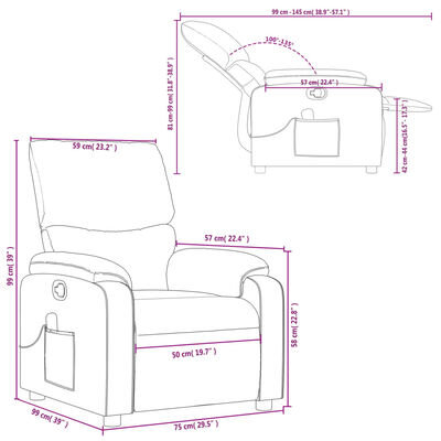 vidaXL Sillón reclinable de masaje cuero sintético crema