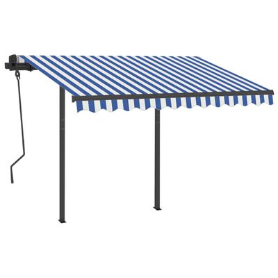 vidaXL Toldo manual retráctil con luz LED azul y blanco 3x2,5 m