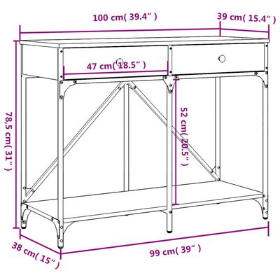 vidaXL Mesa consola madera de ingeniería roble ahumado 100x39x78,5 cm