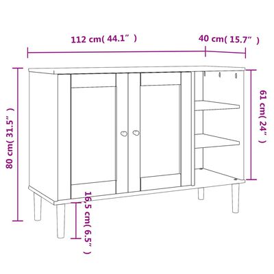 vidaXL Aparador SENJA aspecto de ratán madera pino negro 112x40x80 cm