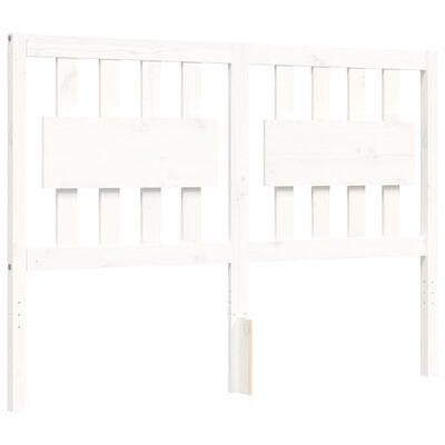 vidaXL Estructura cama de matrimonio con cabecero madera maciza blanco