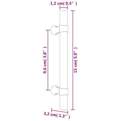 vidaXL Tiradores para armarios 10 uds acero inoxidable negro 96 mm