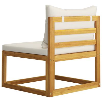 vidaXL Muebles de jardín 9 pzas cojines crema madera maciza de acacia