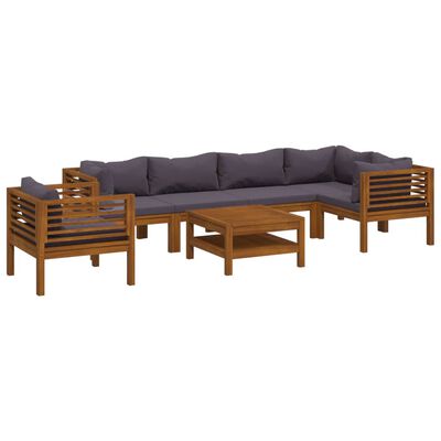 vidaXL Muebles de jardín 7 pzas cojines madera maciza de acacia