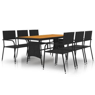 vidaXL Juego de comedor de jardín 7 piezas ratán sintético negro