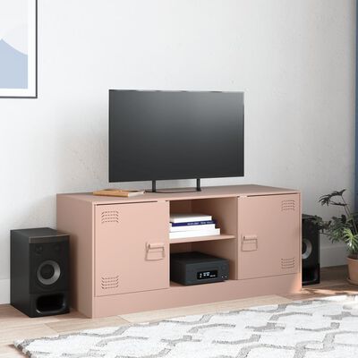 vidaXL Mueble para TV de acero rosa 99x39x44 cm